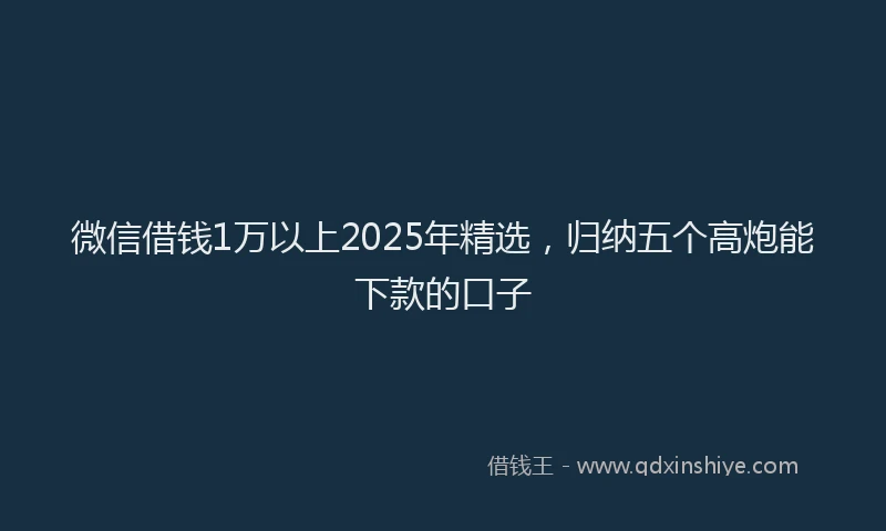 微信借钱1万以上2025年精选，归纳五个高炮能下款的口子
