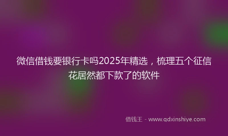 微信借钱要银行卡吗2025年精选，梳理五个征信花居然都下款了的软件