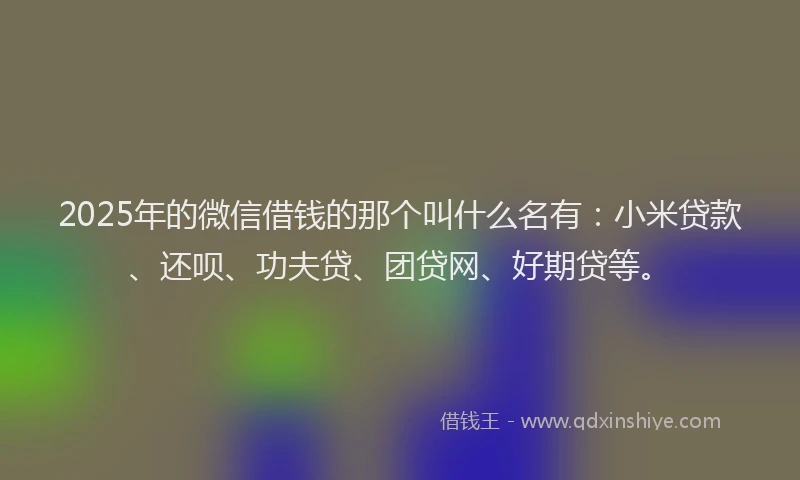 2025年的微信借钱的那个叫什么名有：小米贷款、还呗、功夫贷、团贷网、好期贷等。