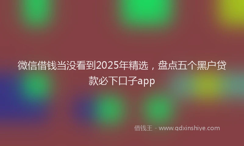 微信借钱当没看到2025年精选，盘点五个黑户贷款必下口子app