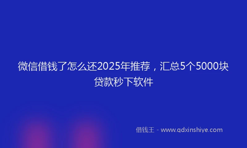微信借钱了怎么还2025年推荐，汇总5个5000块贷款秒下软件