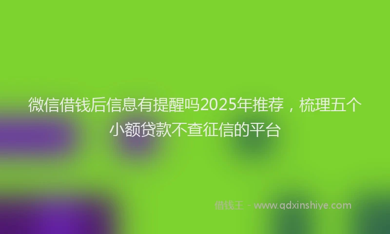 微信借钱后信息有提醒吗2025年推荐，梳理五个小额贷款不查征信的平台