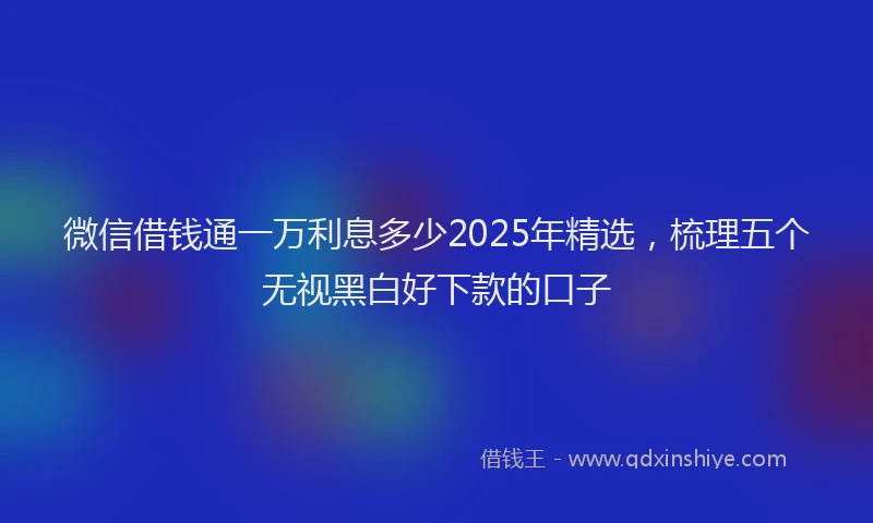 微信借钱通一万利息多少2025年精选，梳理五个无视黑白好下款的口子