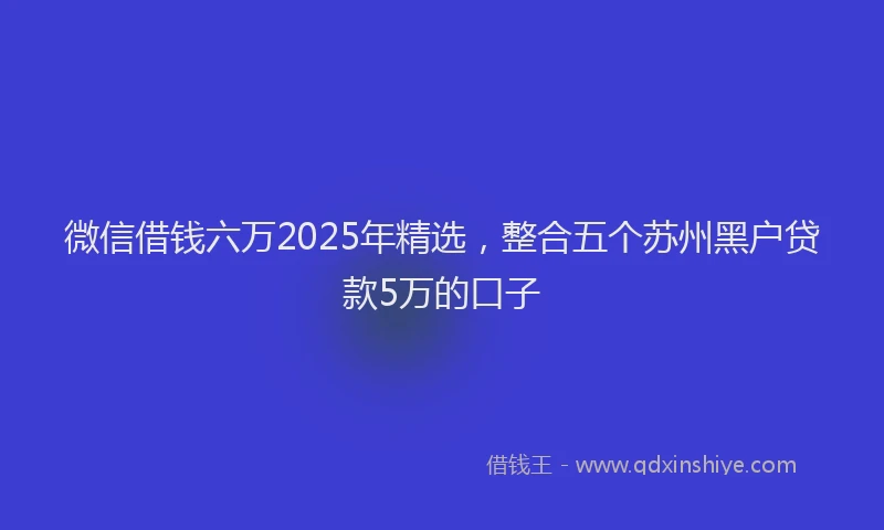 微信借钱六万2025年精选，整合五个苏州黑户贷款5万的口子