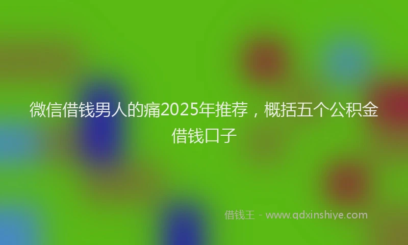 微信借钱男人的痛2025年推荐，概括五个公积金借钱口子
