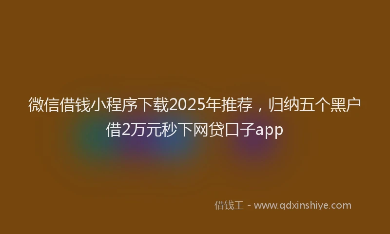 微信借钱小程序下载2025年推荐，归纳五个黑户借2万元秒下网贷口子app