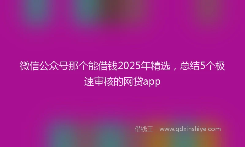 微信公众号那个能借钱2025年精选，总结5个极速审核的网贷app