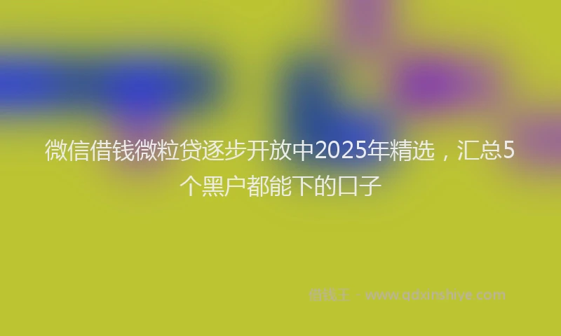 微信借钱微粒贷逐步开放中2025年精选，汇总5个黑户都能下的口子