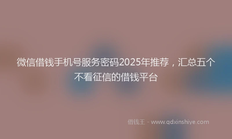 微信借钱手机号服务密码2025年推荐，汇总五个不看征信的借钱平台