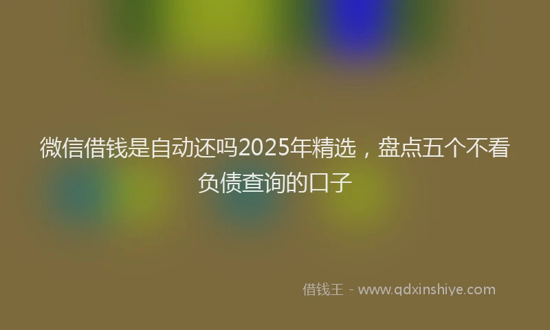 微信借钱是自动还吗2025年精选，盘点五个不看负债查询的口子