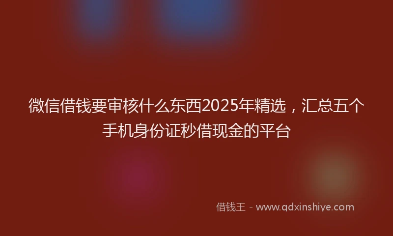 微信借钱要审核什么东西2025年精选，汇总五个手机身份证秒借现金的平台