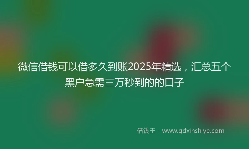 微信借钱可以借多久到账2025年精选，汇总五个黑户急需三万秒到的的口子