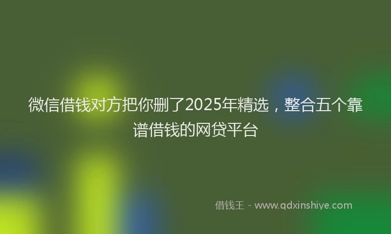 微信借钱对方把你删了2025年精选，整合五个靠谱借钱的网贷平台