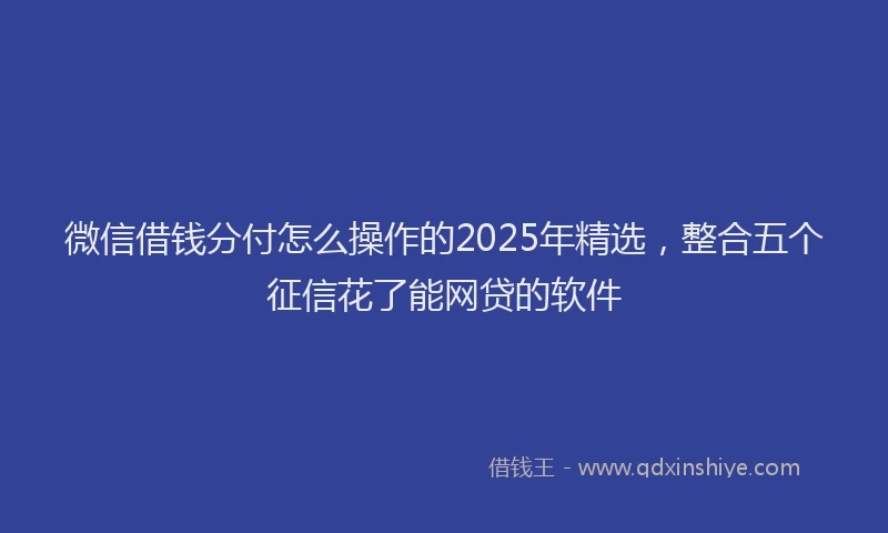 微信借钱分付怎么操作的2025年精选，整合五个征信花了能网贷的软件