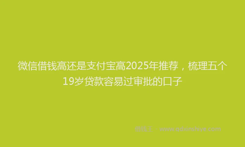 微信借钱高还是支付宝高2025年推荐，梳理五个19岁贷款容易过审批的口子