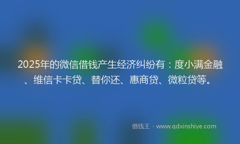 2025年的微信借钱产生经济纠纷有：度小满金融、维信卡卡贷、替你还、惠商贷、微粒贷等。