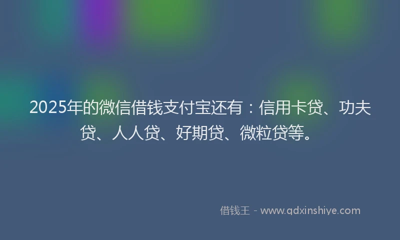 2025年的微信借钱支付宝还有：信用卡贷、功夫贷、人人贷、好期贷、微粒贷等。