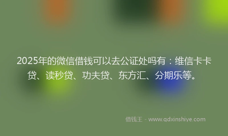 2025年的微信借钱可以去公证处吗有：维信卡卡贷、读秒贷、功夫贷、东方汇、分期乐等。