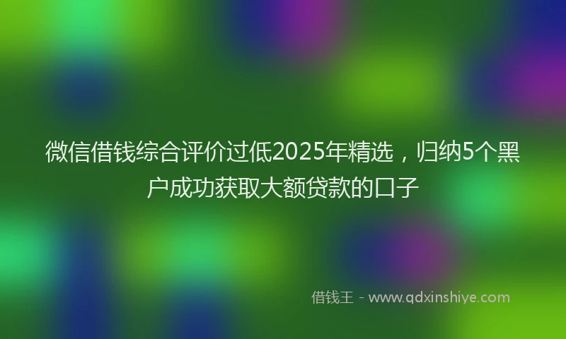 微信借钱综合评价过低2025年精选，归纳5个黑户成功获取大额贷款的口子