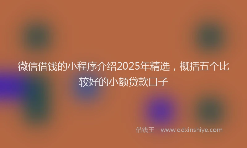 微信借钱的小程序介绍2025年精选，概括五个比较好的小额贷款口子
