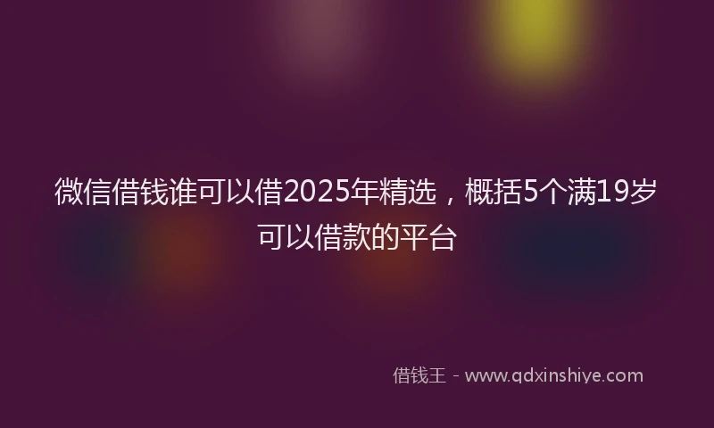 微信借钱谁可以借2025年精选，概括5个满19岁可以借款的平台