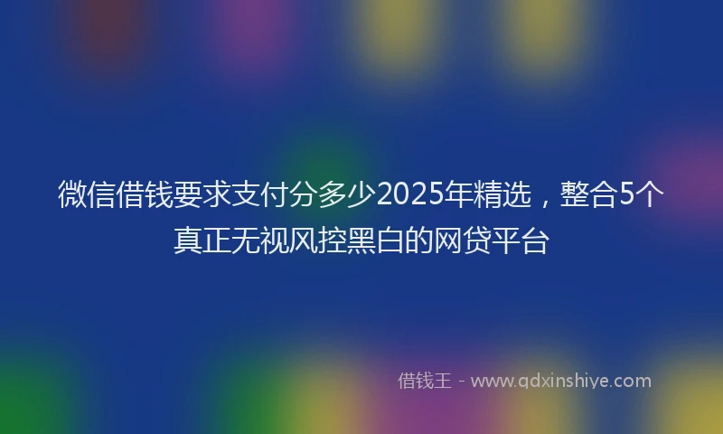 微信借钱要求支付分多少2025年精选，整合5个真正无视风控黑白的网贷平台