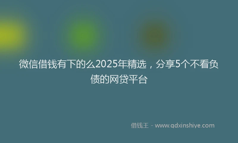 微信借钱有下的么2025年精选，分享5个不看负债的网贷平台