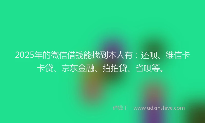 2025年的微信借钱能找到本人有：还呗、维信卡卡贷、京东金融、拍拍贷、省呗等。