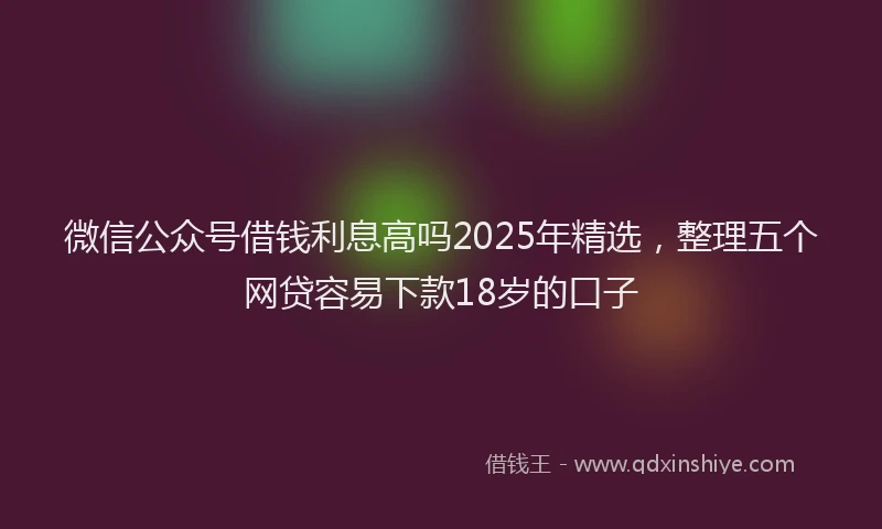 微信公众号借钱利息高吗2025年精选，整理五个网贷容易下款18岁的口子