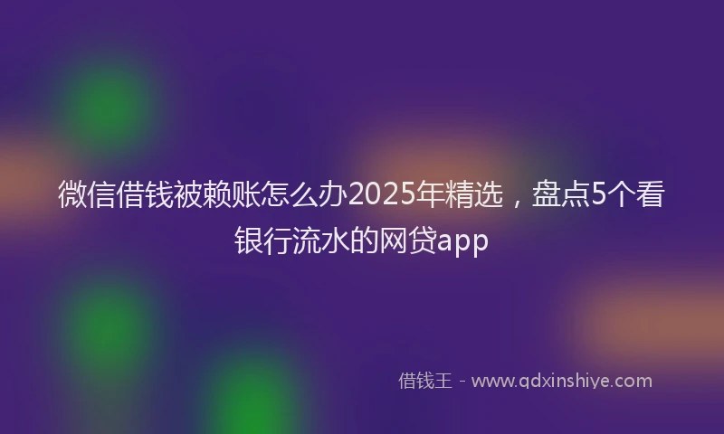 微信借钱被赖账怎么办2025年精选，盘点5个看银行流水的网贷app