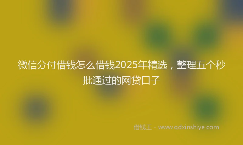 微信分付借钱怎么借钱2025年精选，整理五个秒批通过的网贷口子