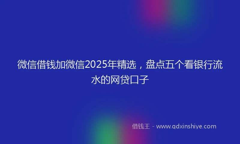 微信借钱加微信2025年精选，盘点五个看银行流水的网贷口子