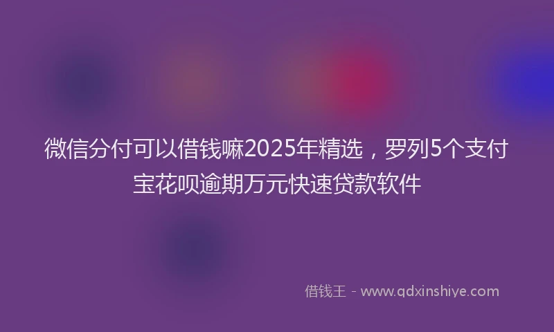 微信分付可以借钱嘛2025年精选，罗列5个支付宝花呗逾期万元快速贷款软件