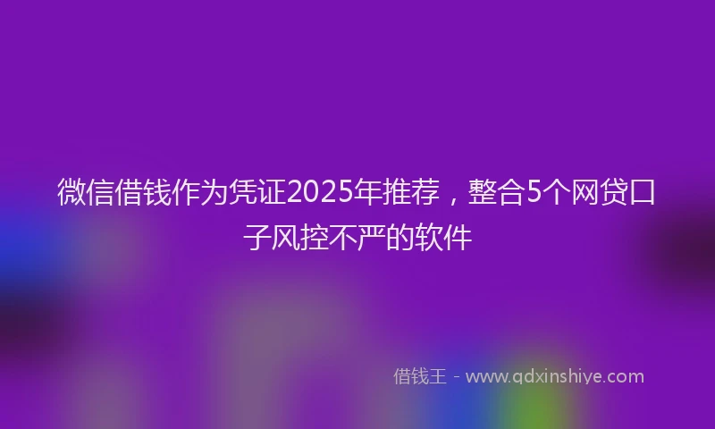 微信借钱作为凭证2025年推荐，整合5个网贷口子风控不严的软件