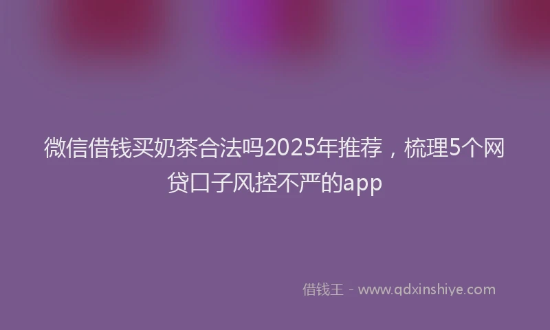 微信借钱买奶茶合法吗2025年推荐，梳理5个网贷口子风控不严的app