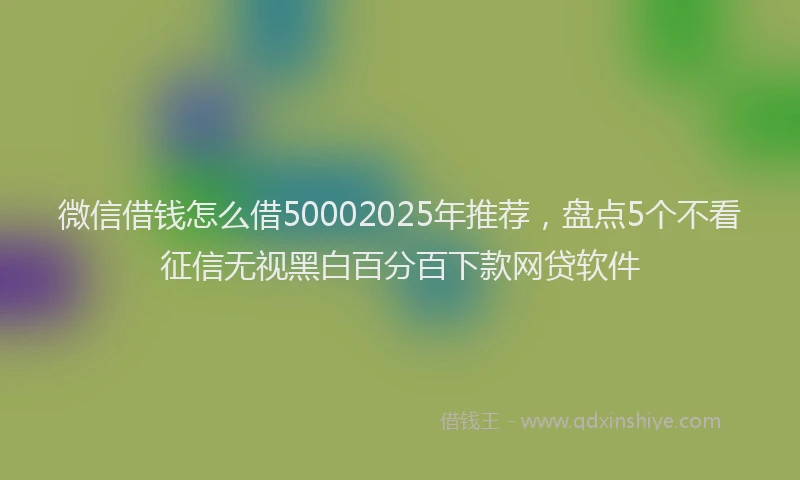 微信借钱怎么借50002025年推荐，盘点5个不看征信无视黑白百分百下款网贷软件