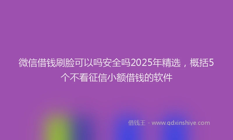 微信借钱刷脸可以吗安全吗2025年精选，概括5个不看征信小额借钱的软件