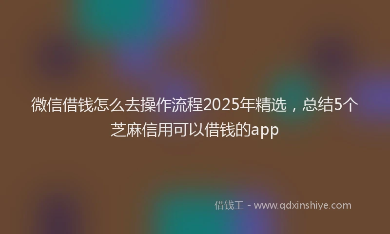 微信借钱怎么去操作流程2025年精选，总结5个芝麻信用可以借钱的app