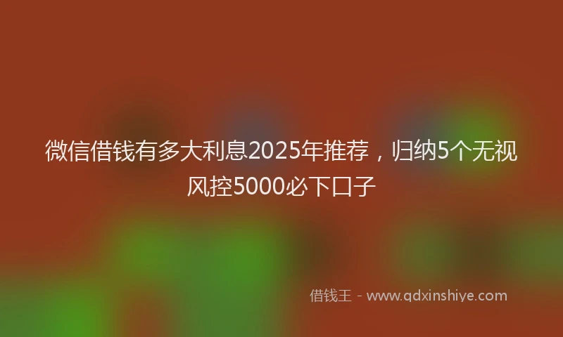 微信借钱有多大利息2025年推荐，归纳5个无视风控5000必下口子