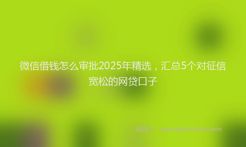 微信借钱怎么审批2025年精选，汇总5个对征信宽松的网贷口子