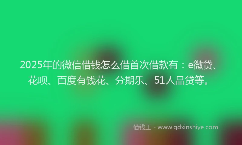 2025年的微信借钱怎么借首次借款有：e微贷、花呗、百度有钱花、分期乐、51人品贷等。