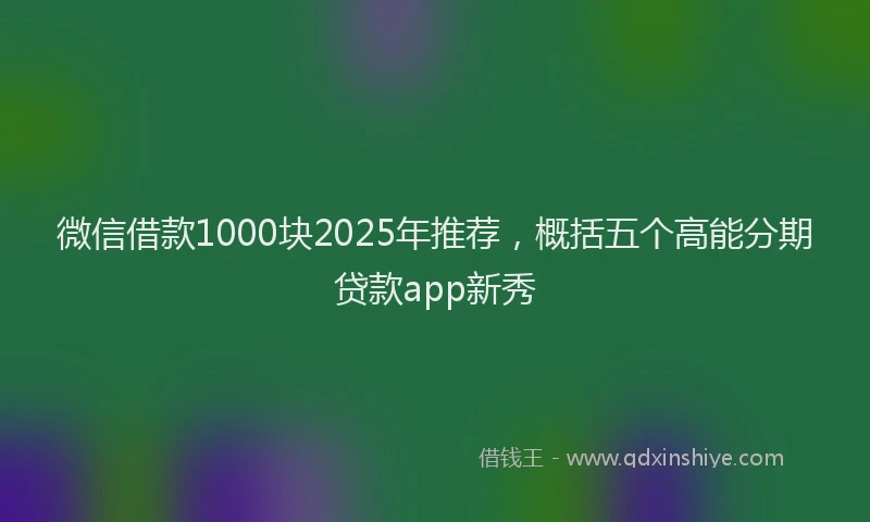 微信借款1000块2025年推荐，概括五个高能分期贷款app新秀