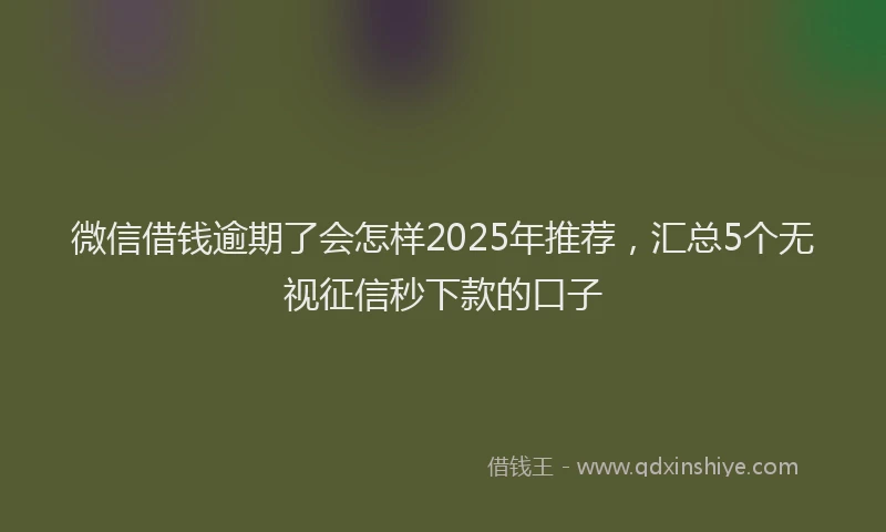 微信借钱逾期了会怎样2025年推荐，汇总5个无视征信秒下款的口子