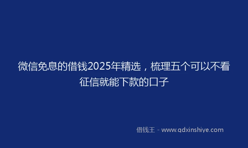 微信免息的借钱2025年精选，梳理五个可以不看征信就能下款的口子