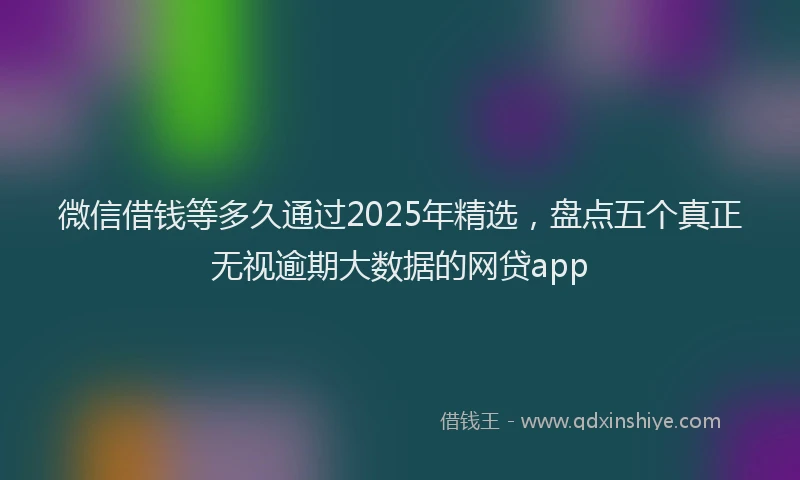 微信借钱等多久通过2025年精选，盘点五个真正无视逾期大数据的网贷app