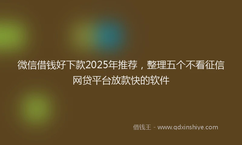 微信借钱好下款2025年推荐，整理五个不看征信网贷平台放款快的软件