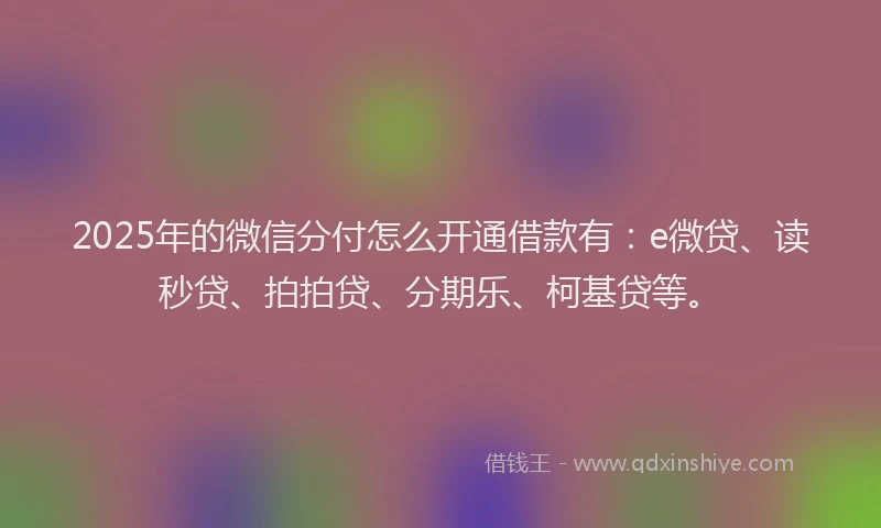 2025年的微信分付怎么开通借款有：e微贷、读秒贷、拍拍贷、分期乐、柯基贷等。
