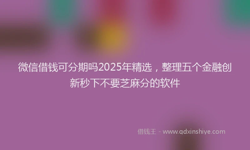微信借钱可分期吗2025年精选，整理五个金融创新秒下不要芝麻分的软件