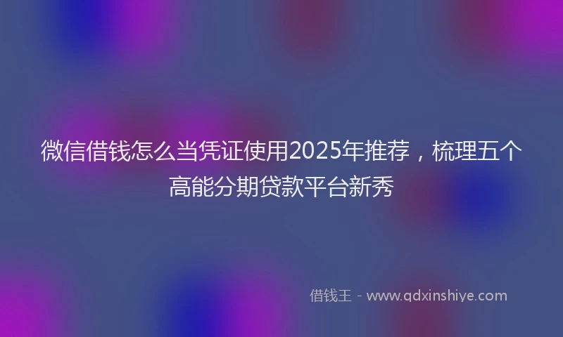 微信借钱怎么当凭证使用2025年推荐，梳理五个高能分期贷款平台新秀