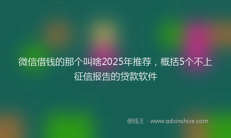 微信借钱的那个叫啥2025年推荐，概括5个不上征信报告的贷款软件